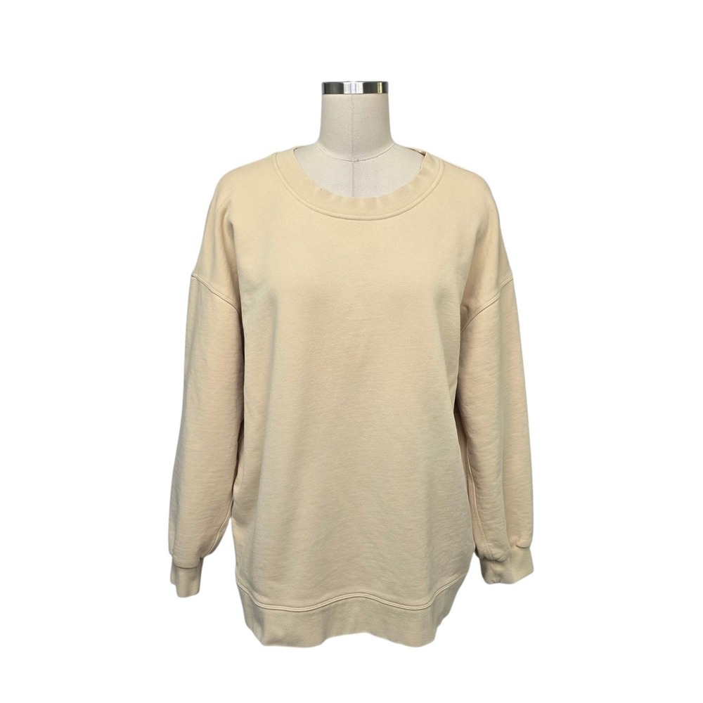 Lululemon Perfectly Oversized Crewneck Sweatshirt Tan Beige Cotton Size Large